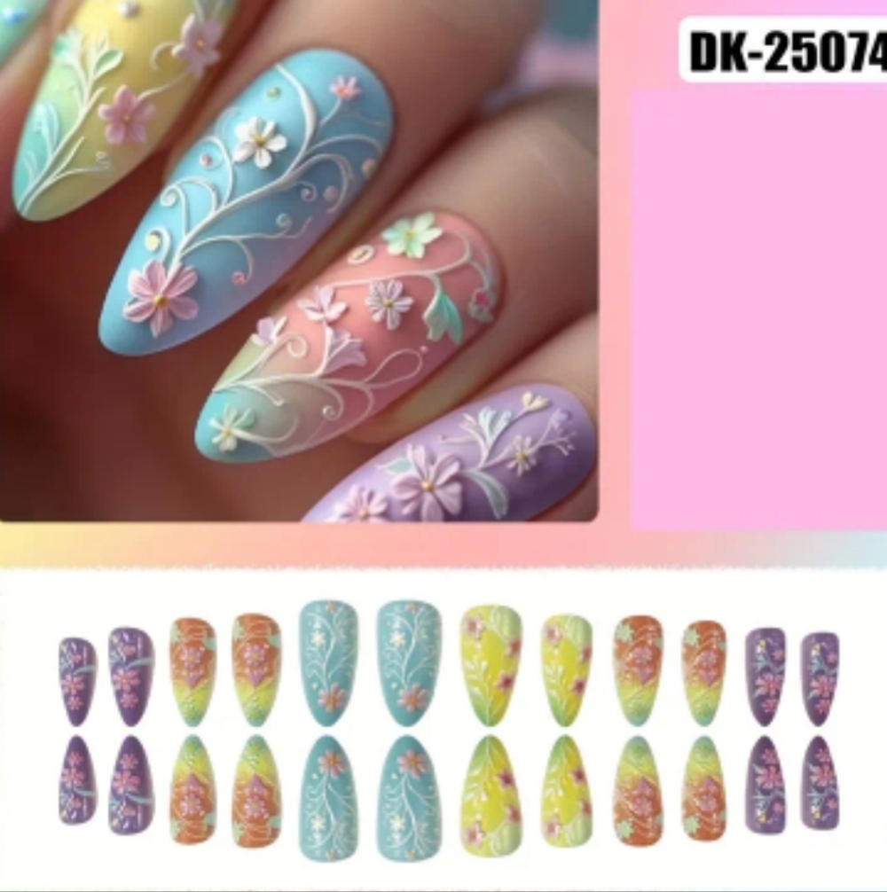 🔥3/$21 Floral Pastel Nail Art Press On Nails